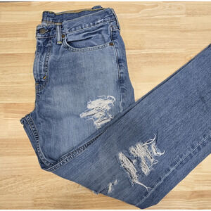 Levi Strauss 514 MenS 31x30 Medium Wash Denim Jeans AUTHENTIC THRASHED DESTROYED